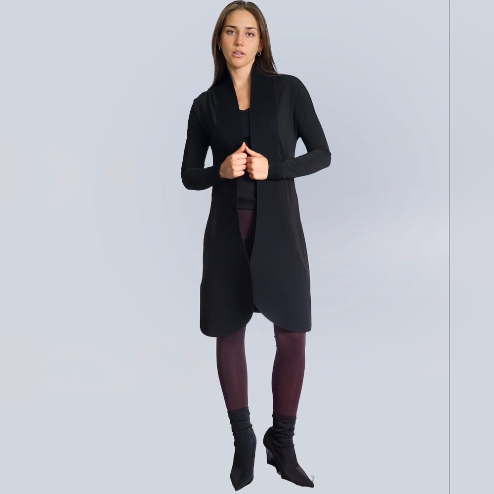 Marie Saint Pierre Kuta2 Long Line Duster Jacket Black Size 7